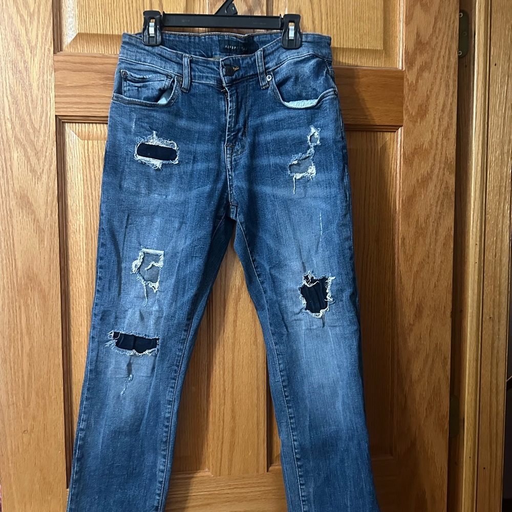 Aeropostale Women's Distressed Blue Skinny Jeans